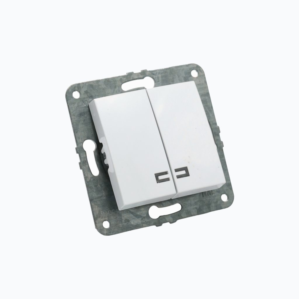 Выключатель двухклавишный с подсветкой 10AX, 250 V