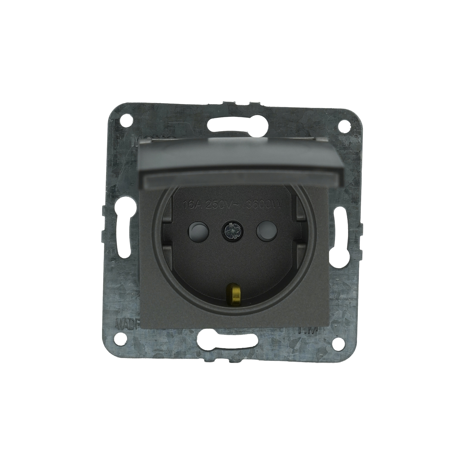 Розетка с заземлением, крышкой и  защитными шторками  16A, 250 V