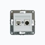 Computer socket (Cat 6)+ TV terminal outlet (0,5 dB) (F)
