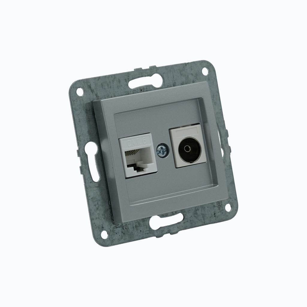 Computer socket (Cat 6)+ TV terminal outlet (0,5 dB) (F)
