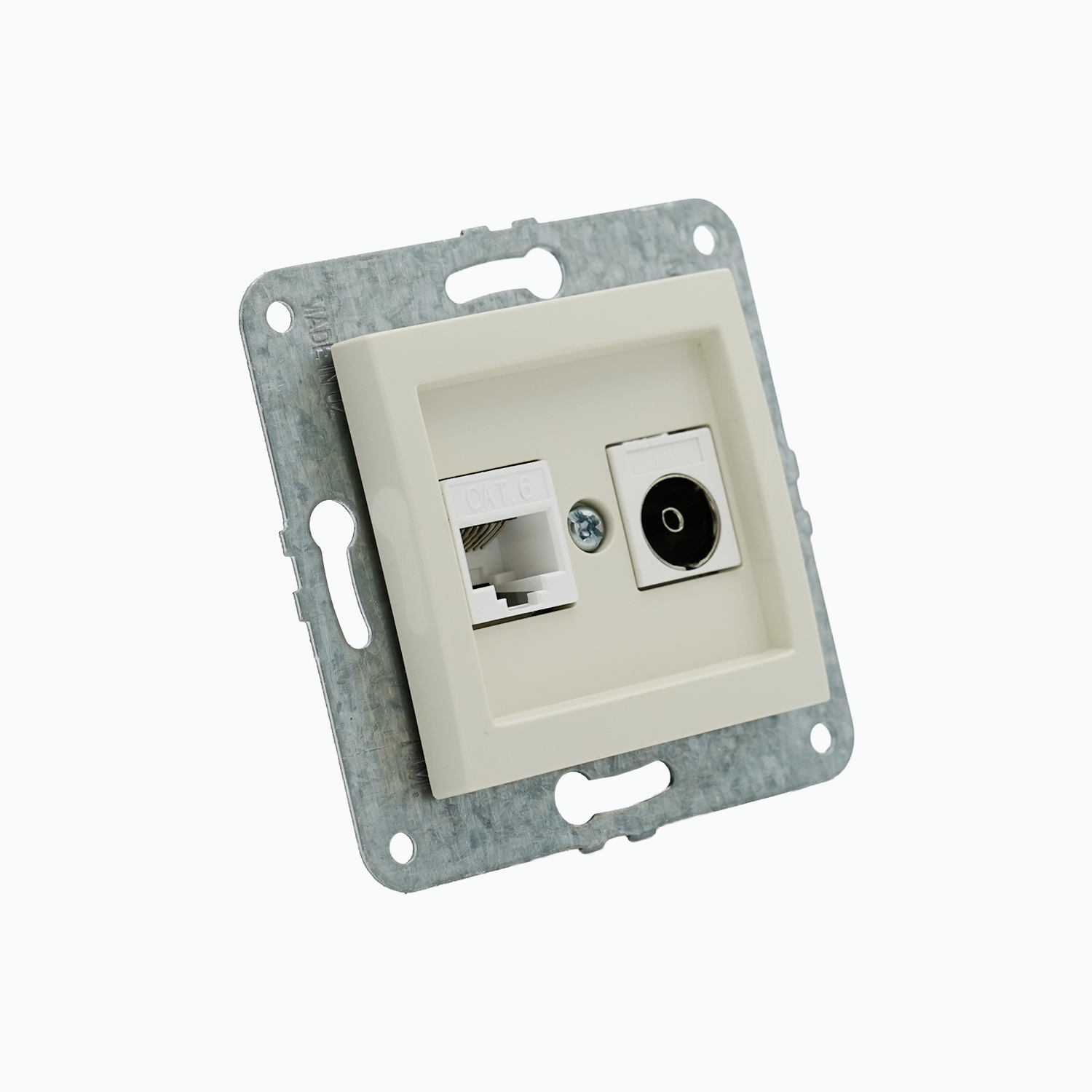 Computer socket (Cat 6)+ TV terminal outlet (0,5 dB) (F)