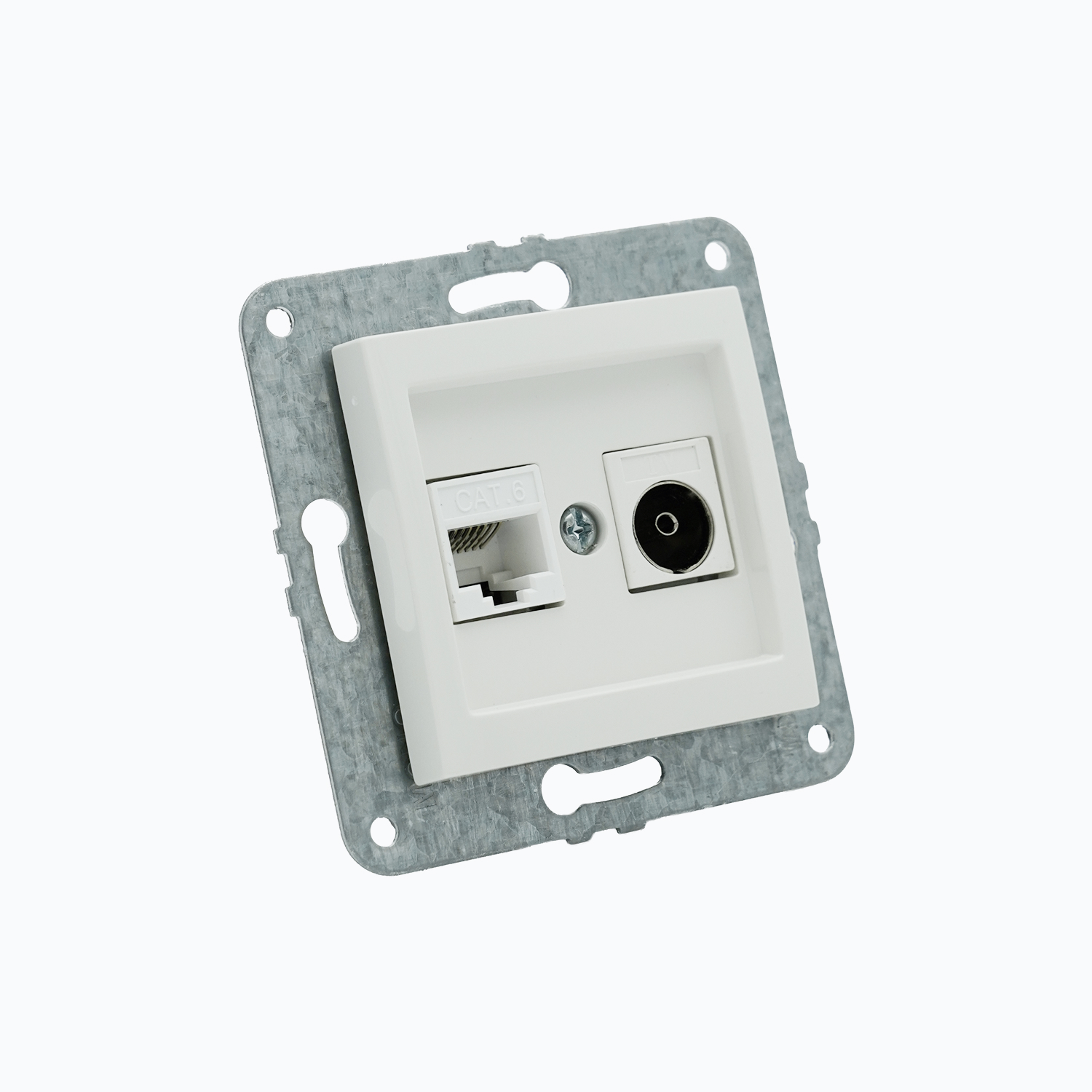 Computer socket (Cat 6)+ TV terminal outlet (0,5 dB) (F)
