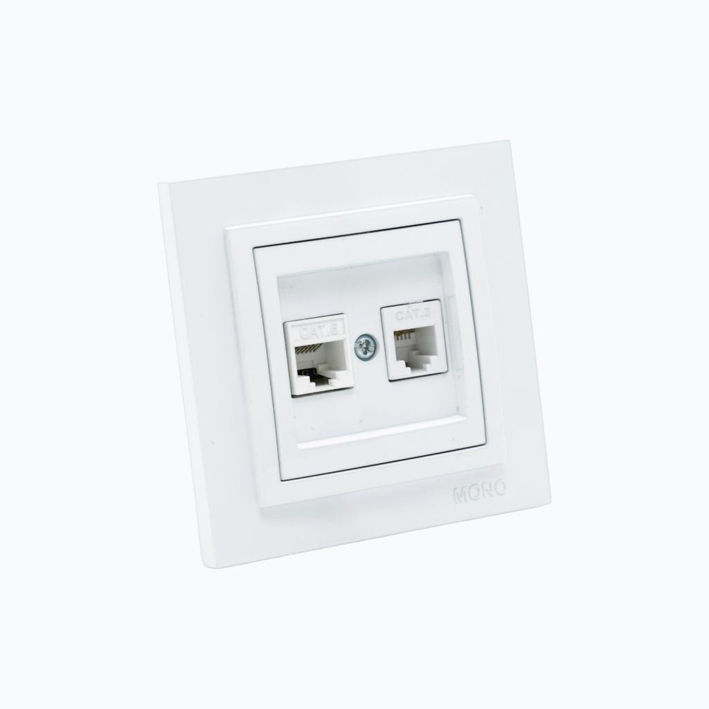 Розетка Компьютер + Телефон  (Rj45 C at 6 +Rj45 Cat 3 )