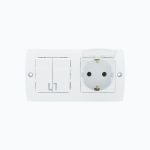 2-gang switch + socket with cover and earth contact