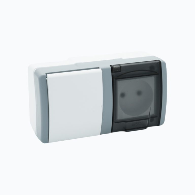 1-gang switch + socket outlet without earth contact