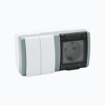 2-gang switch + socket outlet with earth contact