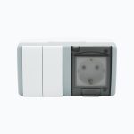 2-gang switch + socket outlet with earth contact