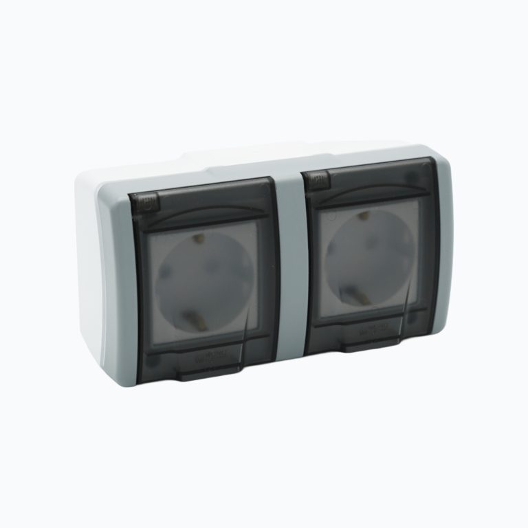 Socket outlet with earth contact and child protection + socket outlet with earth contact