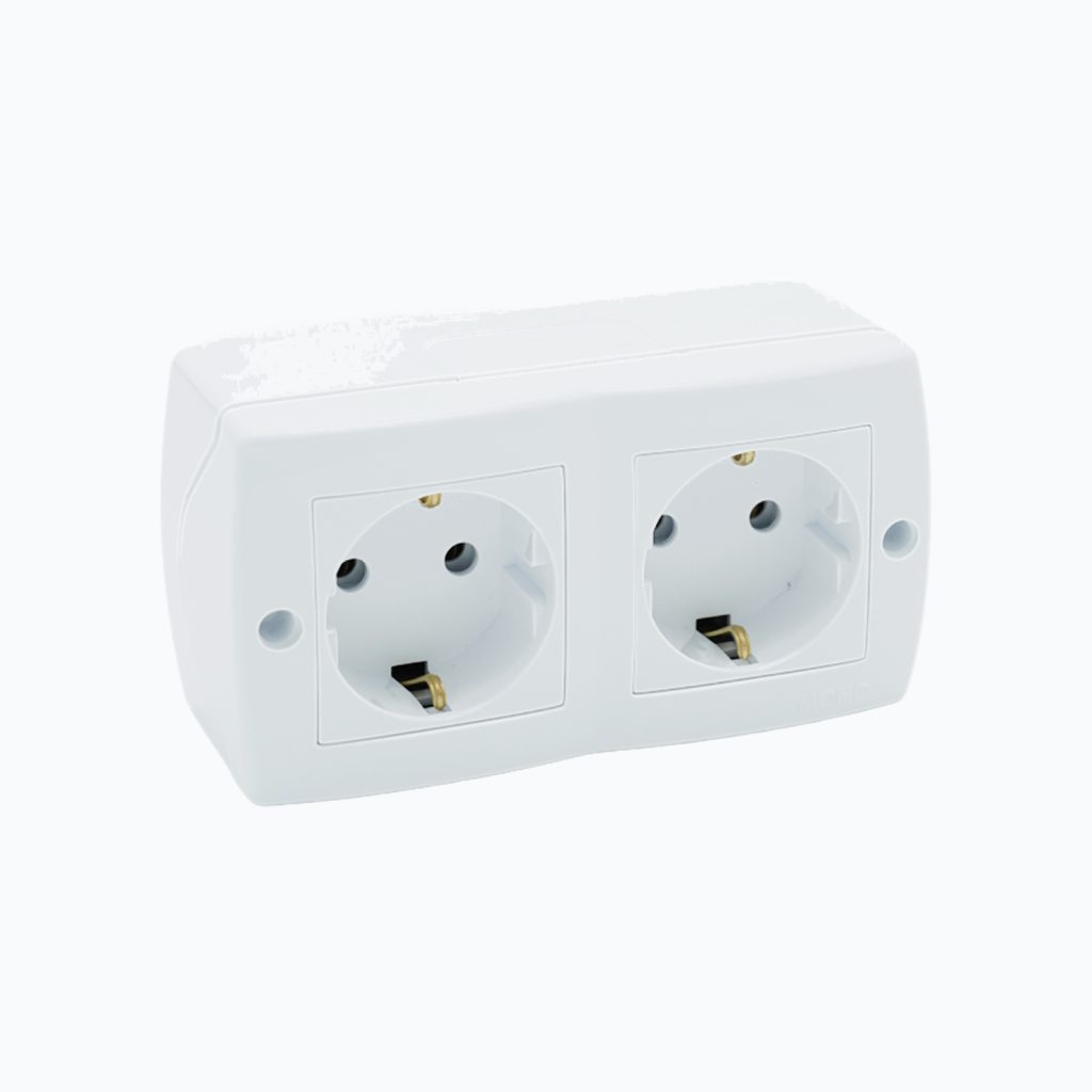 Unit socket with grounding + socket with grounding, 16A, 250V