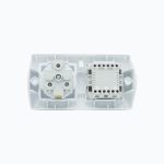 2-gang switch + socket with cover and earth contact